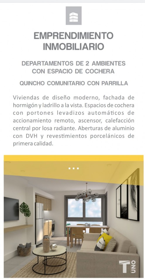 DEPARTAMENTOS DE 2 Y 3 AMB CON ESPACIO DE COCHERA OPCIONAL Y QUINCHO COMUNITARIO CON PARRILLA